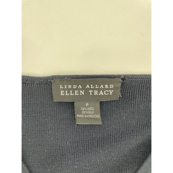 Vintage Linda Allard Ellen Tracy Womens Petite Cardigan Wool Silk Black Neutral - Picture 3 of 7